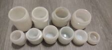 Vintage Lot Of 9 White Porcelain Cosmetic Milk Glass Jars MCM USA  picture