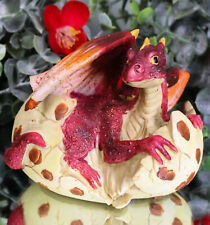 Small Sparkly Red Lava Whimsical Dragon Baby Emerging From Spotted Egg Figurine picture
