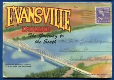 Evansville Indiana in Main Street night & Day Views Ohio River postcard folder picture
