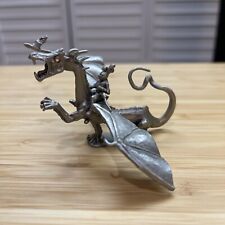Vintage 1983 Ral Partha PP 62 Pewter Winged Dragon Figurine with Rider Knight  picture