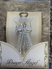 SPUN GLASS PRAYER ANGEL WITH WINGS FIGURINE picture