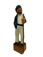 Vintage Hand Carved Wood Figure Nautical Fisherman Sailor Theme Statue 12 inch picture
