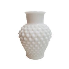 Vintage White Milk Glass Hobnail Vase 5