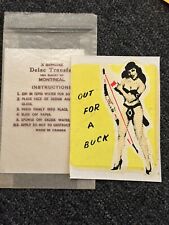 Rare vintage BETTIE PAGE sticker transfer Delac Montreal unused pin-up  picture