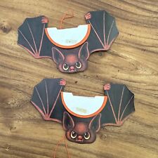 Vintage Halloween Double Sided Bat Cardboard Die Cut Diecut Honeycomb 8” picture