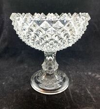 Antique Giant Sawtooth Footed Compote clear Flint glass hollow stem 7.5