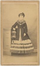 Lady Hat Muffler Traveling Photographer Itinerant 1860s CDV Carte de Visite X743 picture