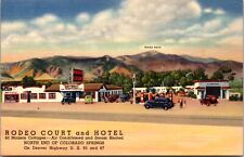 Linen Postcard Rodeo Court and Hotel US 85 and 87 Colorado Springs Pikes Peak picture
