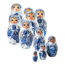 Russian Matryoshka Nesting Dolls Winter Stacking Dolls Set of (10) Signed picture