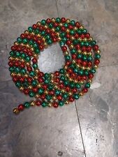 Red Gold Green Bead Garland 8Ft. 10 In. Vintage Christmas Decor picture