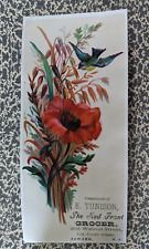 Victorian Trade Card E. Tunison The Red Front Grocer Newark NJ Flowers picture