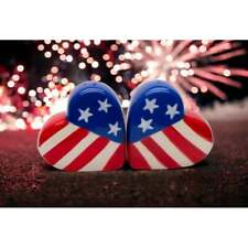 Ceramic American Flag Heart Salt and Pepper Shakers, Home DecorPatriot Gift, picture