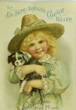 1880's-90's Dr. Seth Arnold's Cough Killer Adorable Child Holding Cute Puppy P94 picture