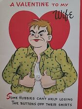 1958 Vtg VALENTINE To WIFE Multi Pg HUBBY SEWING Button Mildreds Collection CARD picture