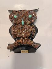 Vintage Lucite Decor  Owl Petrified Wood Wall hanging 4.5