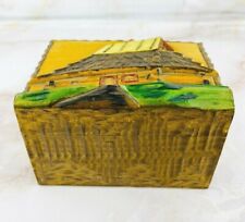 Vintage Wooden Cabin Recipe Card Box - Gloss Finish with Rustic Charm picture