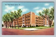 Quincy IL, New High School, Illinois Vintage Postcard picture