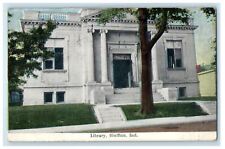 1909 Library Building Street View Bluffton Indiana IN Posted Antique Postcard picture