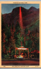 Yosemite National Park Postcard Fire Fall California CA Glacier Point Camp Curry picture