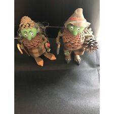 Vtg Pair Of Kottfigurer Troll Dolls Figurines Pinecones Female Male From Sweden picture