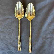 2 VINTAGE 23K GOLD BAMBOO GOLDEN CANE FLATWARE TABLESPOON VERMAI picture