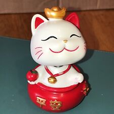 Adorable Lucky Cat In Japanese Chinese Bobblehead Figurine #2 picture