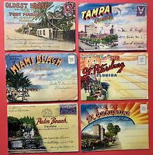 FLORIDA:MIAMI,PETERSBURG,TAMPA,PALM BEACH,AUGUSTINE~6 postcard folders~30s-40s picture