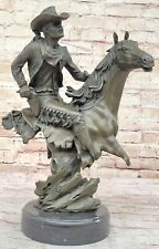 Original Western Cowboy Horse Rodeo BRONZE Sculpture SIGND Figurine Deal Art picture