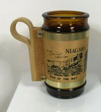Vintage Niagara Falls, Canada Amber Mini Mug w/ Wood Insert & Handle picture