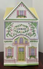 LENOX VINTAGE 1991 SPICE VILLAGE LARGE COOKIE COTTAGE JAR CANISTER YELLOW picture