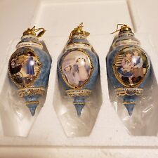 NEW 2000 Set of 3 Chantal Poulin Heirloom Porcelain Sunday Stroll Ornaments picture