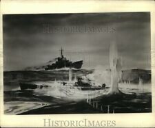 1943 Press Photo US Coast Guard cutter Spencer bearing down on Nazi U boat picture