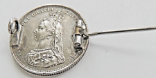 1887 QUEEN VICTORIA SILVER SHILLING BROOCH, GOLDEN JUBILEE - SHARP DETAILS picture