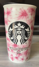 Starbucks Washington DC Cherry Blossom Ceramic Tumbler 12 fl oz Plastic Lid 2016 picture