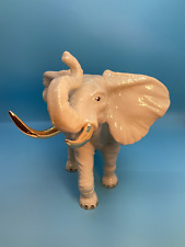 Lenox Large Elephant, trunk up Porcelain Figurine Accented with 24K Gold New/box picture