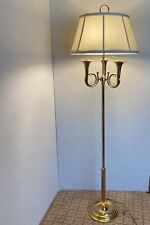Hollywood Regency Brass Bugles Floor Lamp Wildwood Lampholder 2 Sockets Vtg READ picture