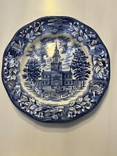 Vintage Wedgewood Independence Hall Bicentennial Plate Blue England 1976 Avon  picture