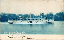 1906 Large Ship Rolling Into Port Augusta Maine ME Vintage Postcard Posted picture