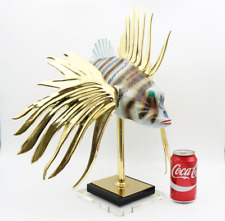 XL Fabulous OGGETTI MANAGANI Porcelain LION FISH Art Sculpture 22k GOLD Dipped picture