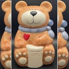 Treasure Craft Teddy Bear Red Heart Cookie Jar c1980s Made in USA 12.25