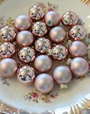 Shabby Victorian Chic Lot Set 20 Blush Rose Pink Glass Mini Christmas Ornaments picture