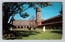 Spencer MA-Massachusetts Cloister Garth St Josephs Abbey, Vintage c1958 Postcard picture