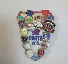 Harley Davidson ABATE Member Pins Years 2 thru 21  and Year 1 Patch Wi picture