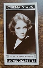 Cinema Stars Lloyd's Cigarette Tobacco Card 1937 Marlene Dietrich No 52 Actress picture