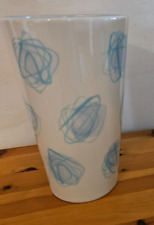 RARE Vintage 1999 IKEA Atomic Swirl Ceramic Vase, 8.5”H Color Cream & Blue picture