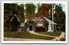 Huntington Long Island New York~Front of Public Library~Vintage Postcard picture