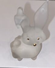 Vintage Bunny Rabbit frosted Figurine 2 1/2” glass Miniature picture
