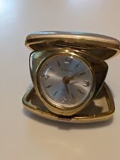 Vintage Europa Triangular Jewels Germany Travel Clock Gold Tone WORKING picture