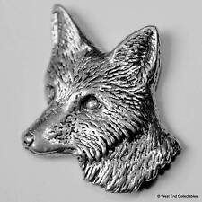 Fox Head Profile Pewter Pin Brooch - British Hand Crafted - Dog Fox Wolf Hunting picture