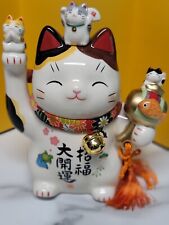 maneki neko japanese Bobtail lucky cat Cute Kawaii Waving Fortune Cat Calico  picture